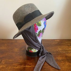 Grey Fedora w/ Attached Scarf